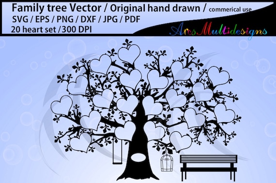 Download 20 Hearts Family Tree Clipart Svg Eps Dxf Png Pdf Jpg Family Tree Silhouette Hand Drawn Tree Svg Vector Commerical Personal Use By Arcsmultidesignsshop Catch My Party