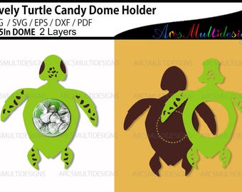 Turtle Candy Dome Holder SVG: 3.15in, 2 Layers (Digital File)