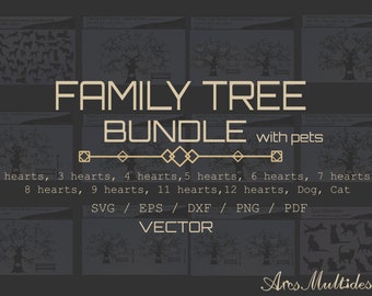 Family Tree SVG Bundle with Pets (Digital Files)