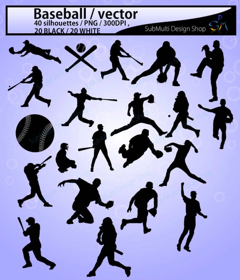 Silueta de béisbol: Gráficos vectoriales (descarga digital) imagen 1
