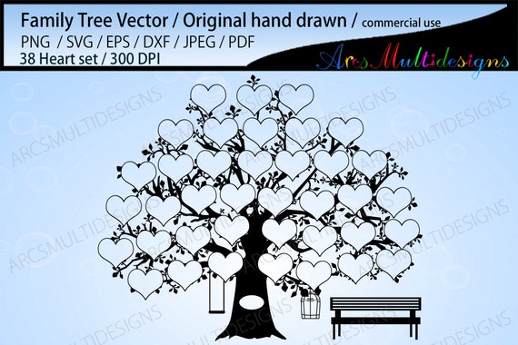 Download 38 Hearts Family Tree Clipart Svg Eps Dxf Png Pdf 38 Names Hand Drawn Family Tree Svg Vector Commerical Personal Use By Arcsmultidesignsshop Catch My Party
