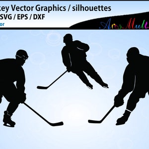 Ice Hockey svg silhouette bundle / ice hockey vectors / ice hockey players silhouette clipart image 3