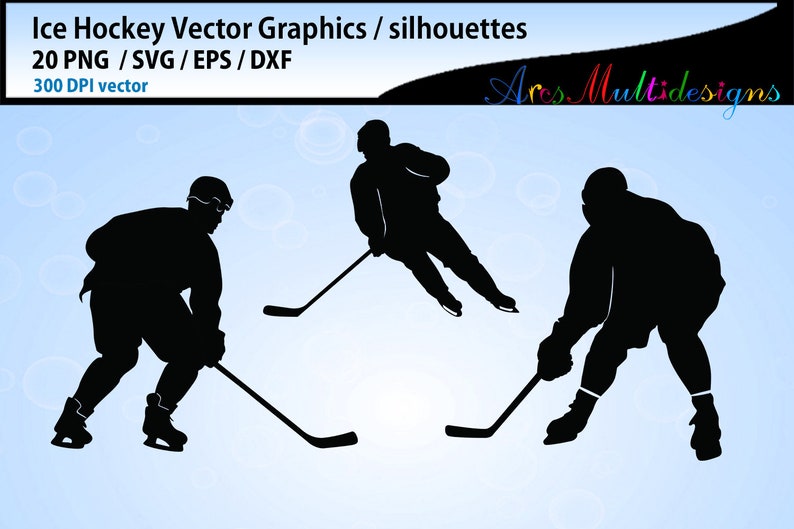 Ice Hockey svg silhouette bundle / ice hockey vectors / ice hockey players silhouette clipart image 3
