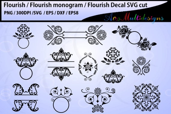 Download Flourish Svg Cut File Flourish Svg Monogram Vector Flourish Decal Svg Cut Printable Vecot Eps Png Dxf And Svg Template By Arcsmultidesignsshop Catch My Party