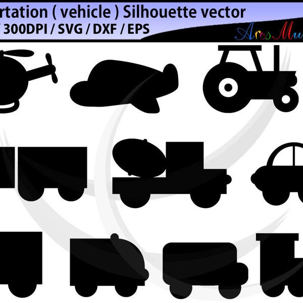 vehicle silhouette svg / transportation clip art SVG / transportation vector/ hand drawn doodle / Eps / Png / transporation silhouette