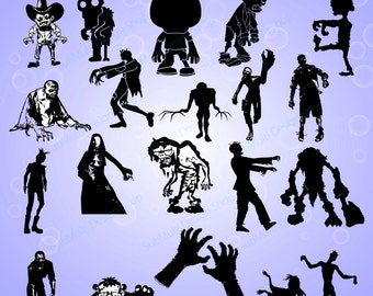 zombie silhouette / 20 Zombies / zombie / zombie clipart / High Quality / zombies vector / PNG / horror zombie / 300 dpi / EPS / SVG