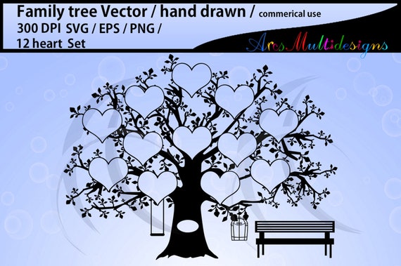 Download 12 Hearts Family Tree Clipart Svg Eps Dxf Png Pdf 12 Names Hand Drawn Tree Svg Vector Commerical Personal Use By Arcsmultidesignsshop Catch My Party