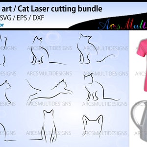 Cat line SVG, Cat outline svg, cat outline vector, cat silhouette outline, cat laser cutting, cat line art bundle, cat line art