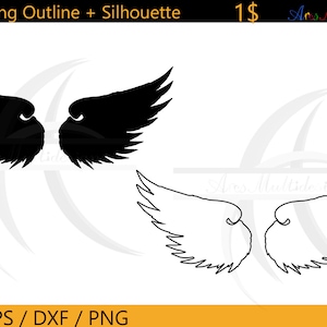angel wings outline svg / angel wings silhouette svg / angel wings eps / angel wings png / angel wings dxf / angel wing icon / 1 dollar deal