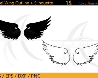 angel wings outline svg / angel wings silhouette svg / angel wings eps / angel wings png / angel wings dxf / angel wing icon / 1 dollar deal