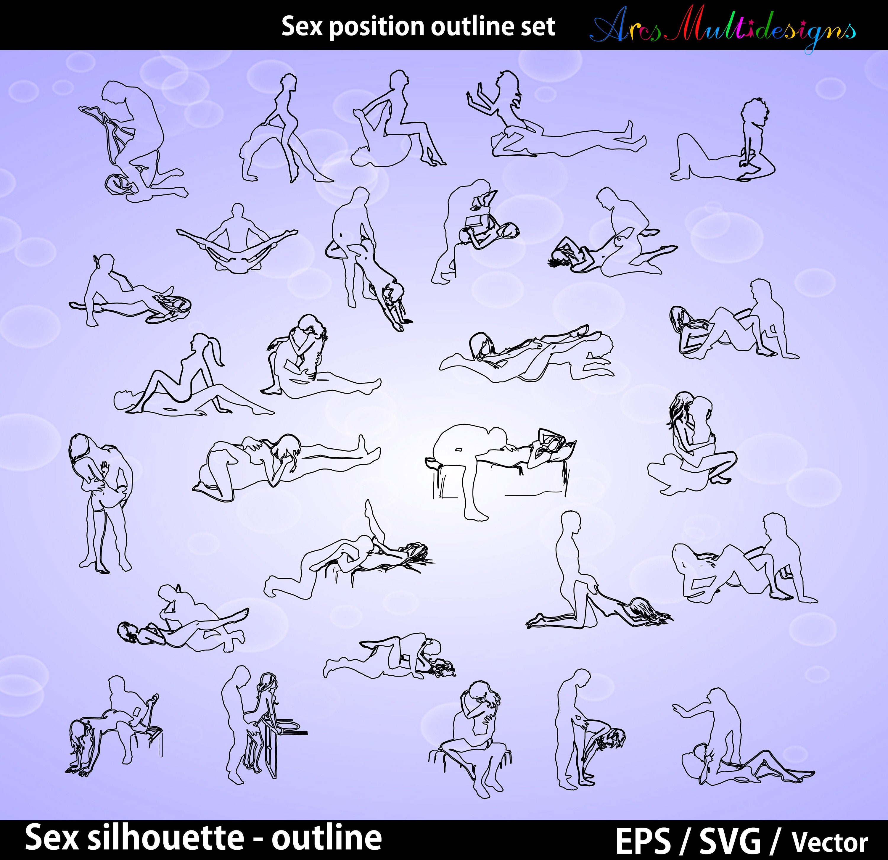 Sex Silhouette Outline  Vector Sex Position Line Art -1393