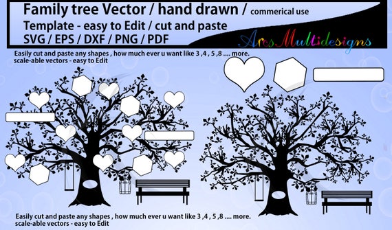 Family tree clipart SVG template EPS Dxf Png Pdf Jpg | Etsy