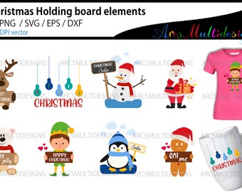 Christmas Holding board / Christams holding board clipart / Christams elements svg / Christmas