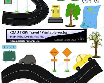 hand drawn clipart svg / summer clipart svg / hand drawn Road Trip clipart svg  / Commercial Personal use / cycle clipart / signals