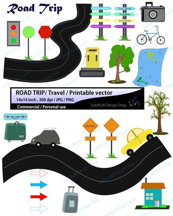hand drawn clipart svg / summer clipart svg / hand drawn Road Trip clipart svg / Commercial Personal use / cycle clipart / signals Il_570xn