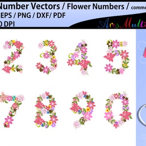 floral numbers clipart / floral numbers svg / flower numbers svg / flower numbers vectors / flourish numbers