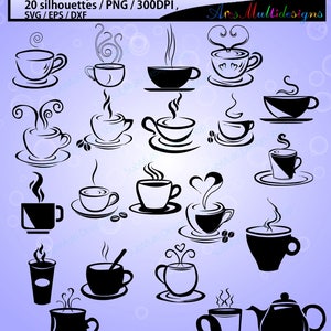 20 coffee svg / Tea mug / HQ / coffee cup silhouette / tea cup silhouette / SVG / PNg / EPS / Dxf files / vector / scrapbooking / coffee cup