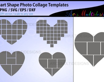 Heart Shape Photo Collage Template / photo collage svg / heart shape photo collage vector set
