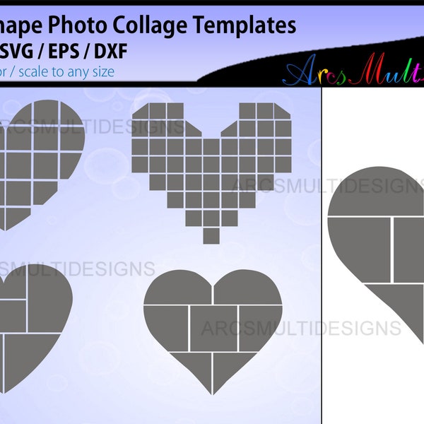 Heart Shape Photo Collage Template / photo collage svg / heart shape photo collage vector set