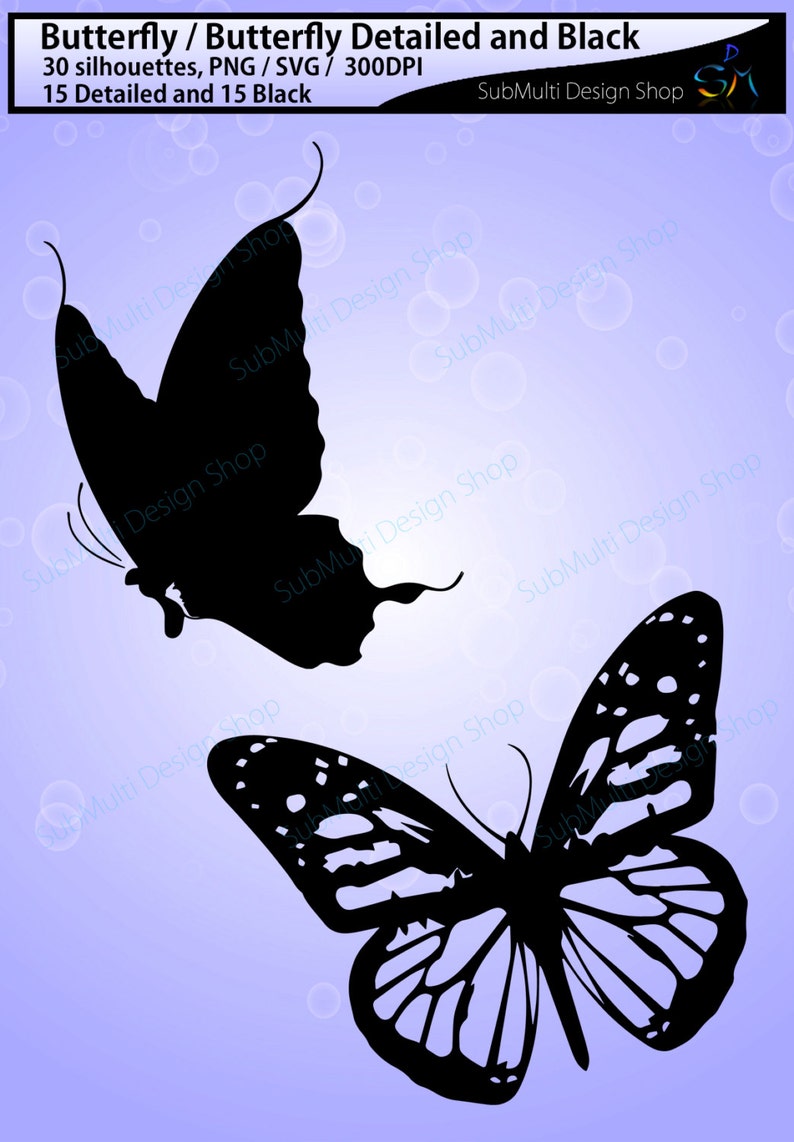 Download Butterfly silhouette /SVG files / insects / High Quality | Etsy