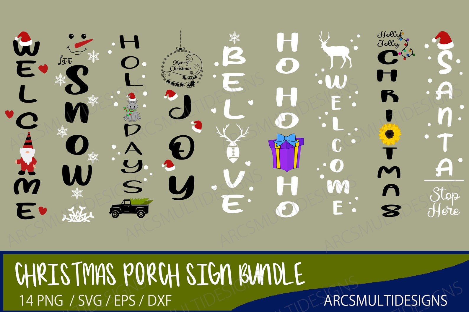 Christmas Porch Sign SVG Bundle / Christmas Porch Bundle / Etsy
