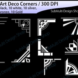 Art deco / art deco corners / art deco frames / art deco digital clipart / vector / High Quality / side corners / silhouette /digital