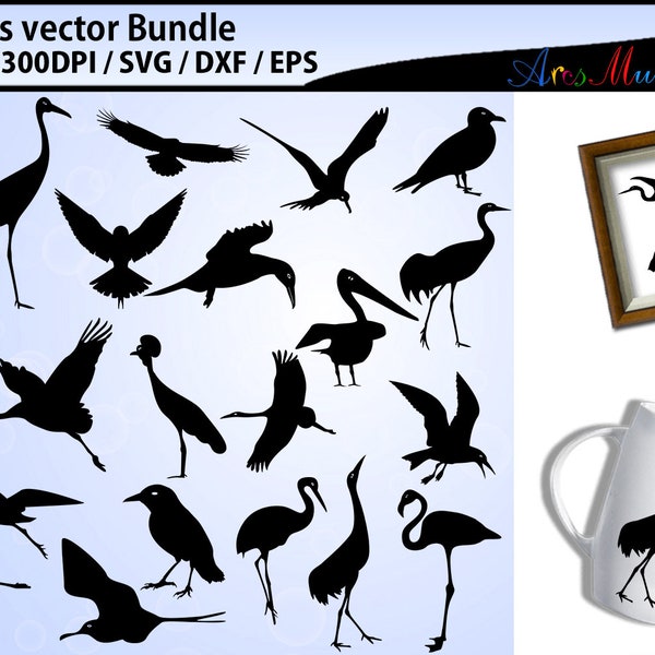 Sea birds svg silhouette bundle / sea birds silhouette SVG vector - printable /Eps, Svg, Png and Dxf