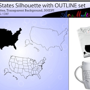 united states map outline / united states map silhouette  /Usa map silhouette / SVG / EPS / PNG / High Quality