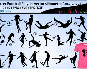 Soccer football, soccer silhouette, soccer players vector, EPS / SVG /football players silhouette / soccer football bundle