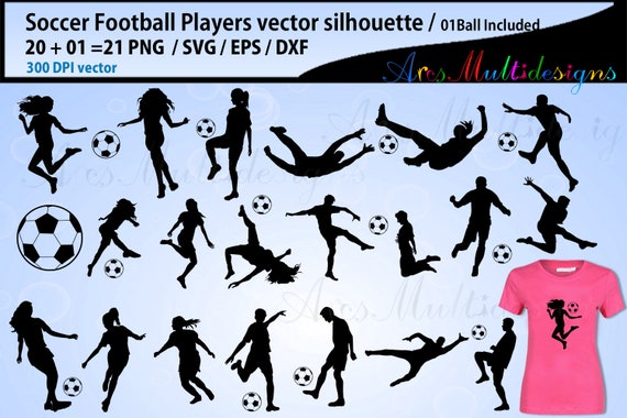 Soccer football, soccer silhouette, soccer players vector, EPS / SVG /football players silhouette / soccer football bundle Il_570xn