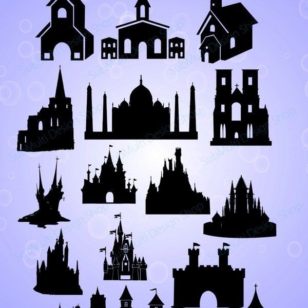 Castle silhouette svg / Church Silhouette /  vector/ printable castle silhouettes / Cricut / DIY cut / SVG / PNG / Dxf / EPs