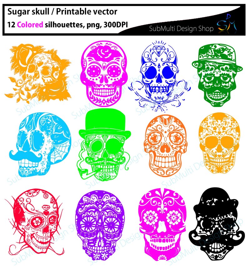 Download Sugar skull silhouette / 20 sugar skull / sugar skull SVG ...