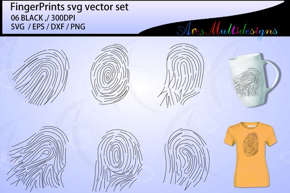 Fingerprint SVG / fingerprints silhouette / fingerprint outline vector Il_570xn