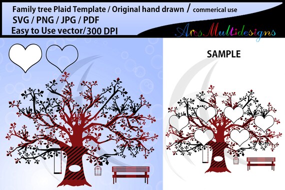 Download Family Tree Clipart Plaid Svg Template Png Pdf Jpg Family Tree Silhouette Hand Drawn Tree Svg Vector Commerical Personal Use By Arcsmultidesignsshop Catch My Party