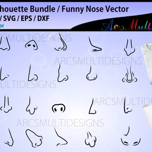 Nose silhouette bundle / nose svg bundle / funny cartoon nose silhouette / nose outline svg