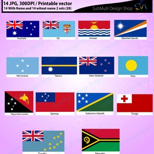 Países da Austrália e Oceania / Bandeiras da Austrália e Oceania / Alta qualidade / bandeiras / clipart e silhueta de bandeira / bandeira para impressão