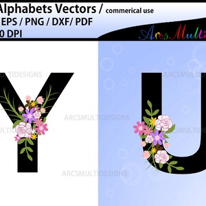 Floral Alphabet SVG Bundle / Floral Alphabet clipart / Letters with Flowers / Wedding floral clipart image 3
