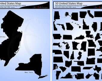 50 united states map silhouette / states with capital map /Us map silhouette / SVG / EPS / PNG / High Quality / state names / vinyl cuts