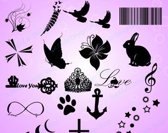 Tattoo silhouette/ Commercial and personal use / printable tattoo / icon / vector tattoo /mini tattoo / micro tattoo / sublimation blanks