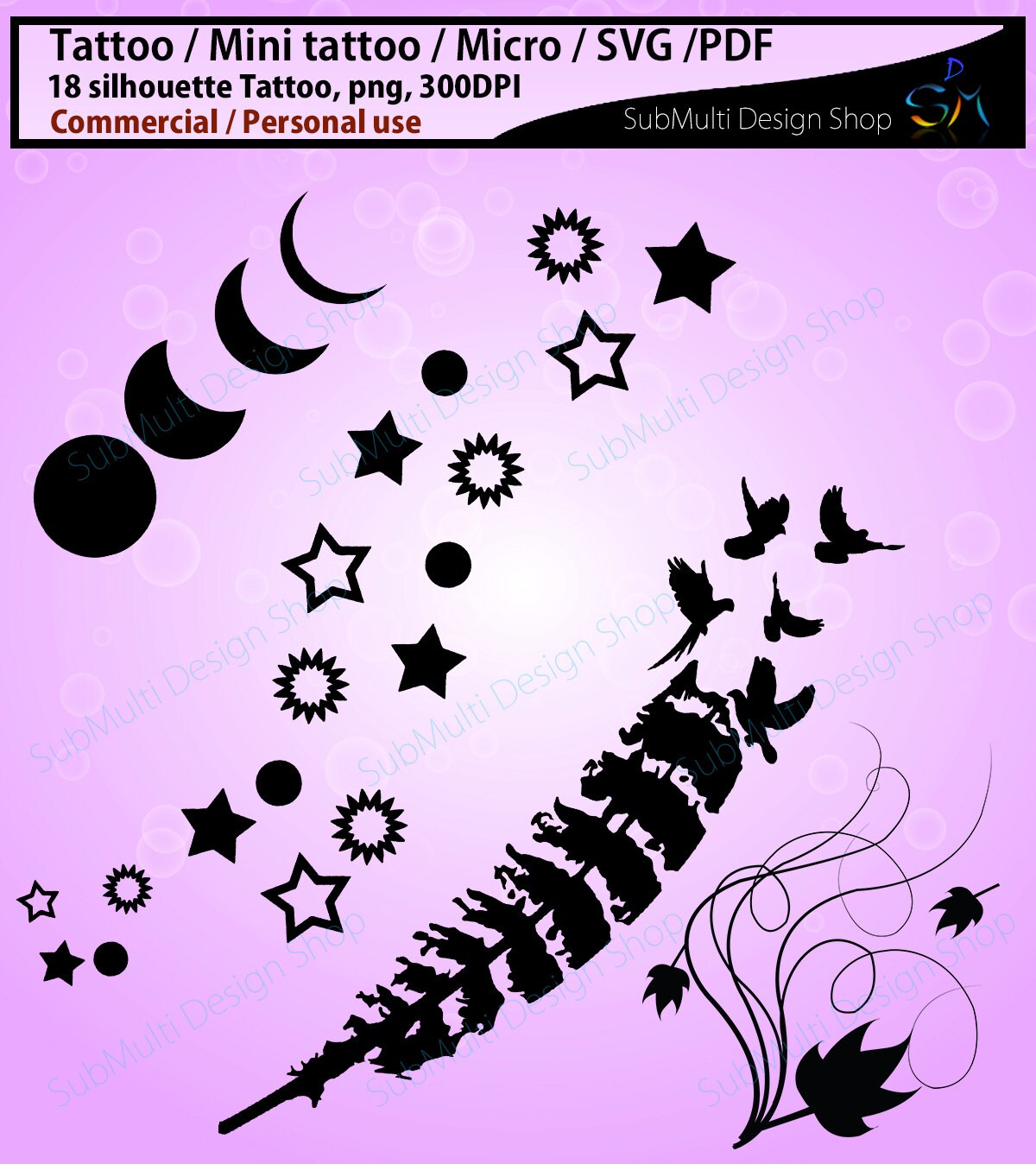 Tattoo Silhouette/ Commercial and Personal Use / Printable - Etsy