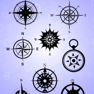 Compass Silhouette / compass svg files / High Quality / clipart / vector / navigator silhouette / Silhouette Studio & Cricut, Vector Art