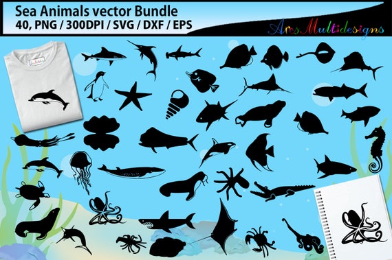 Download Sea Animals Svg Silhouette Bundle Sea Animals Silhouette Svg Vector Printable Eps Svg Png And Dxf By Arcsmultidesignsshop Catch My Party