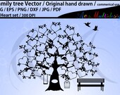 31 hearts family tree clipart SVG, EPS, Dxf, Png, Pdf, Jpg /family tree silhouette /hand drawn tree svg vector / Commerical & personal use Il_170x135