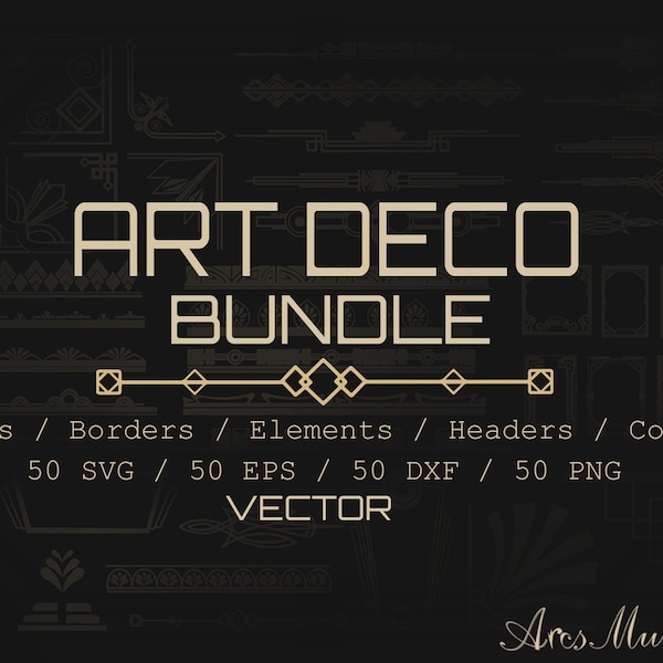 Art Deco Vektor-Bundle: Rahmen, Borten, Elemente (Digitaler Download)
