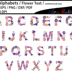 Floral Alphabet A-Z SVG Bundle / Floral Alphabet Text / Letters with Flowers / Wedding floral Text A to Z
