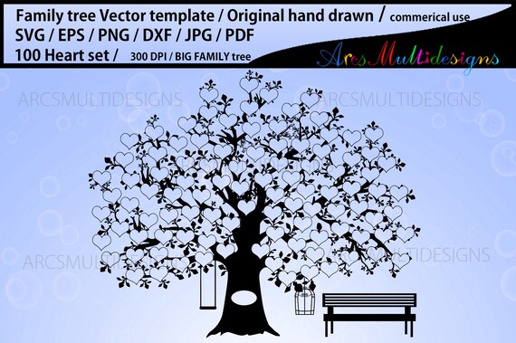 Download 100 Hearts Family Tree Svg Jpg Pdf Png Template Print At Home Digital Instant Download Clip Art Commercial Use Hand Drawn Family Tree By Arcsmultidesignsshop Catch My Party
