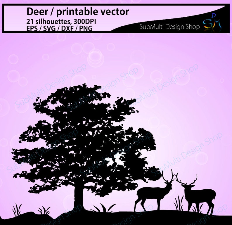 Download Art Collectibles Clip Art Deer Silhouette Deer Silhouette Svg File Vector Deer Deer Svg Eps Png Dxf Printable Tree Silhouette Tree 21nos