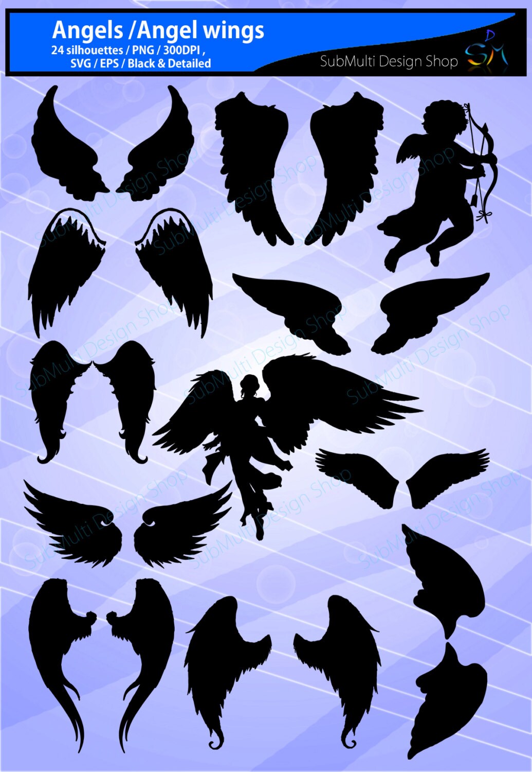 Download Angel Silhouette Svg Files Angel Clipart High Quality Etsy
