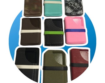 May include: Assortment of ten different card holders, each with a unique design and color. The card holders are made of various materials, including leather, fabric, and plastic. They feature a variety of colors, including brown, black, green, blue, pink, and red.
