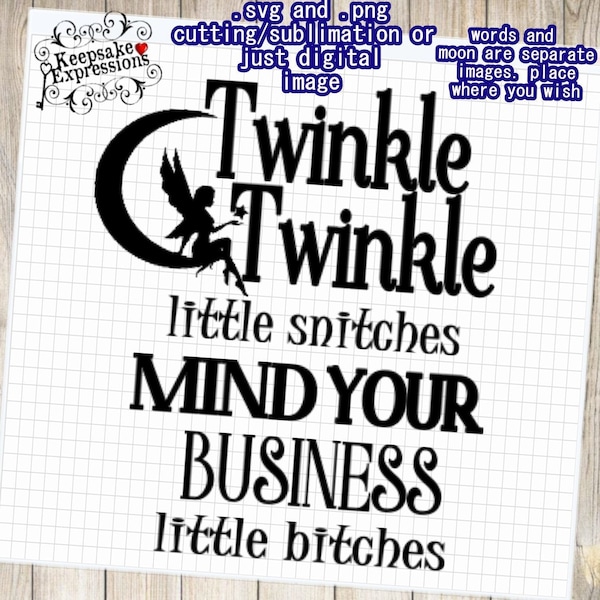 Twinkle Twinkle Little Snitches MInd Your Business Little Bitches SVG cutting file or PNG file by Keepsake Expressions